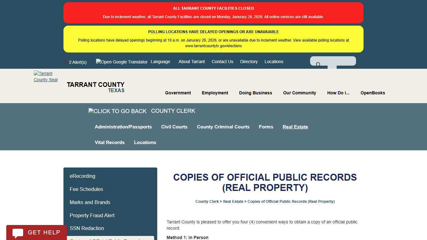 Copies of Official Public Records (Real Property)